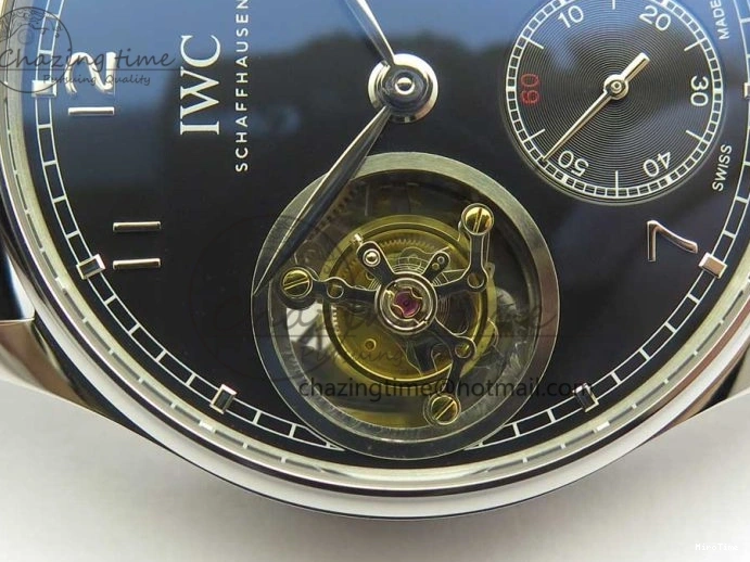 MIROTIME 0524 Sporty Portuguese Tourbillon IW5463 SS ZF Best Edition Black Dial on Black Leather Strap 7173